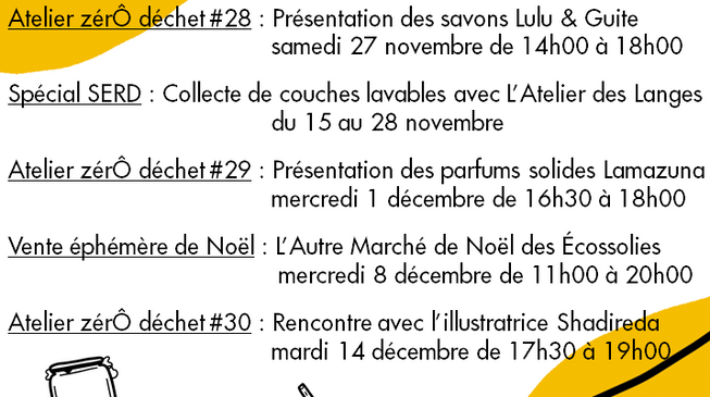 Le programme des ateliers de novembre & décembre