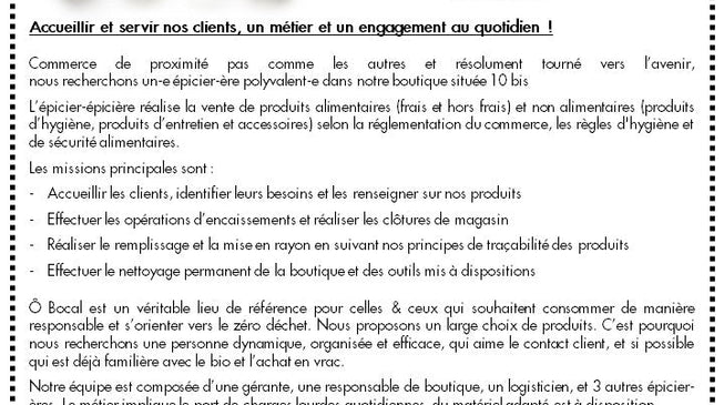 CDI 25h/semaine à pourvoir !