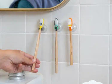 Porte brosse à dents ventouse - clips colorés