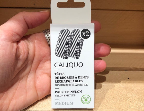 Lot de 2 têtes de brosses à dents rechargeables Caliquo - poils médiums