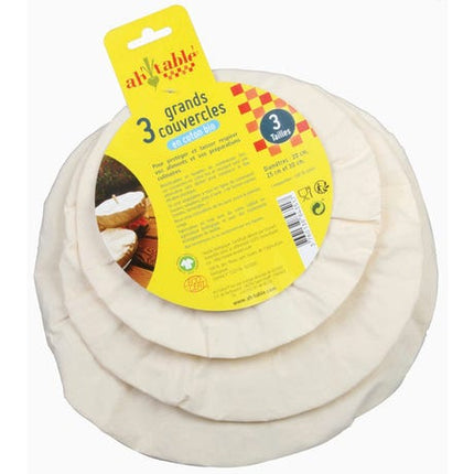 Lot de 3 grands recouvres-plats en coton bio - coloris blanc