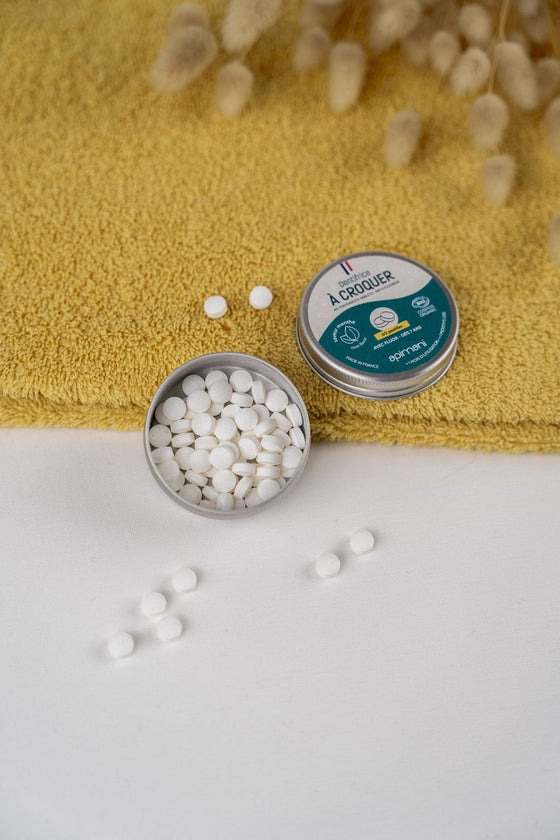 Dentifrice à croquer bio à la menthe - avec boîte