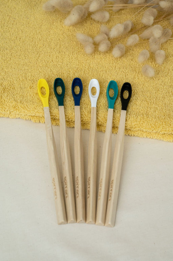 Manche de brosse à dents en bois rechargeable Apimani - adulte