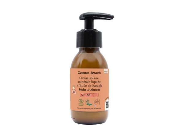 Crème solaire liquide SPF 50 Comme Avant : Parfum Pêche & Abricot