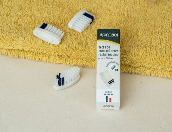 Recharge de 3 têtes de brosse à dents Apimani - poils médiums