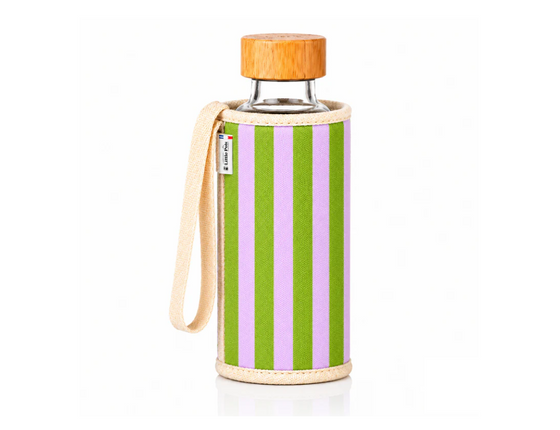 Gourde en verre et housse - rayures