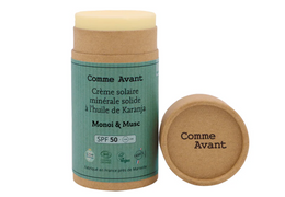 Crème solaire solide SPF 50 Comme Avant : Parfum Monoï & Musc