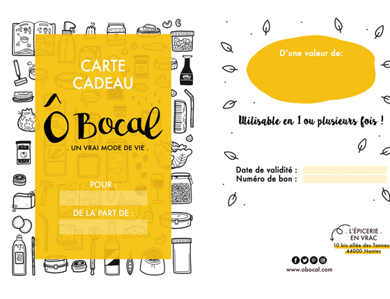 Carte cadeau Ô Bocal 15€