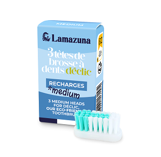 Recharge de 3 têtes de brosse à dents Lamazuna - poils médium