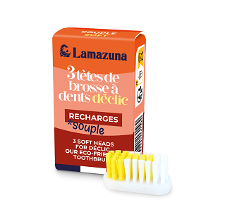 Recharge de 3 têtes de brosse à dents Lamazuna - poils souples