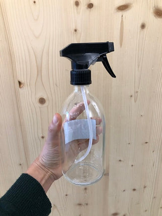 Flacon vaporisateur spray en verre transparent 500 ml