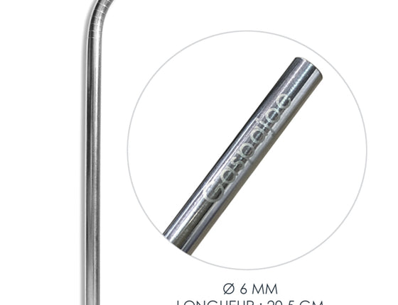 Paille en inox coudée classique