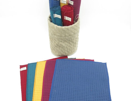 Essuie-tout lavables en coton coloré - lot de 5